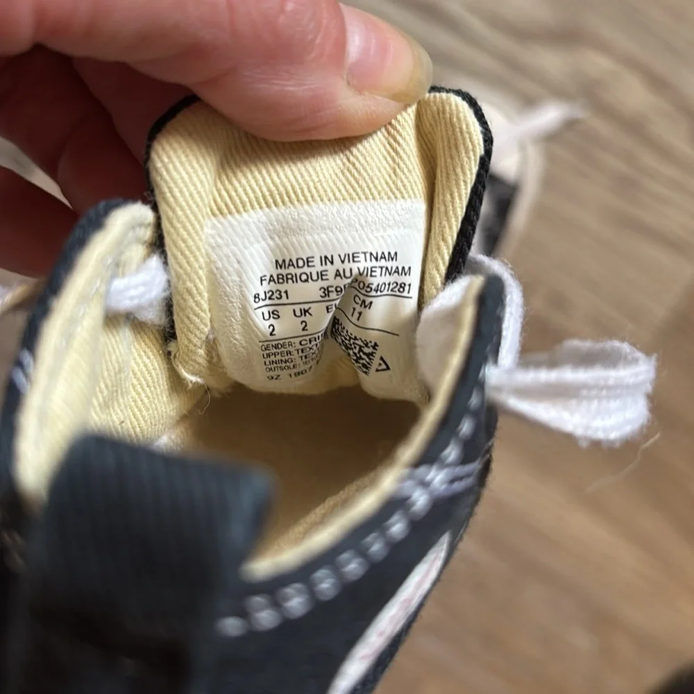 Black and White Baby Walker Sneakers with Canvas Design